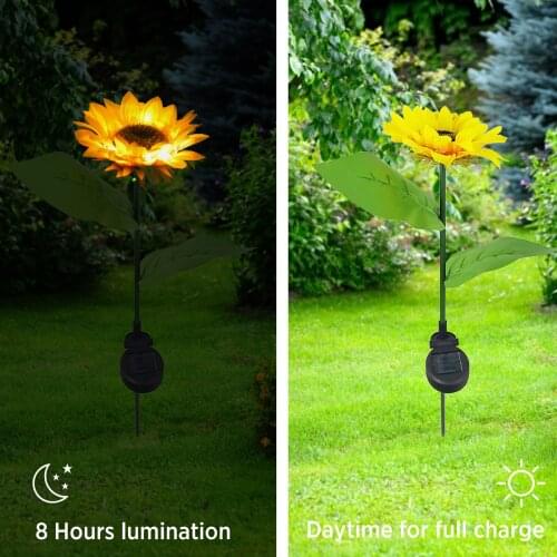 2 Pack Solar Garden Stake Lights, Creative Outdoor Sunflower Lights, Led Solar Powered Festive Atmosphere Garden Decoration