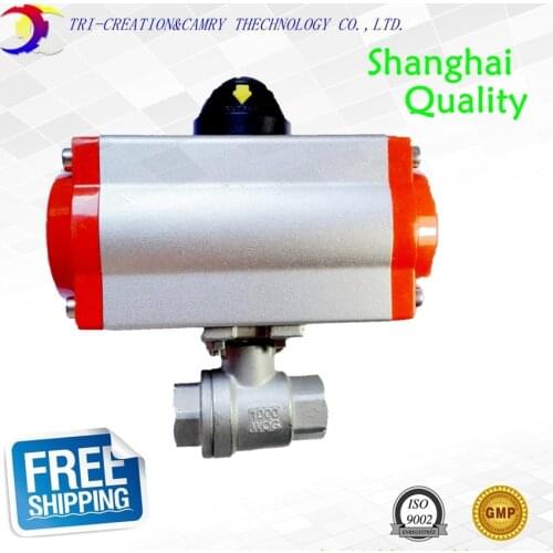 1/2" DN15 female stainless steel ball valve,2 way 316 screwed/pneumatic thread ball valve_double acting AT ball valve