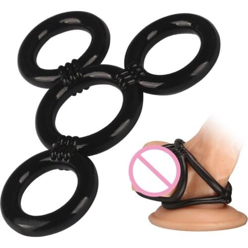 Silicone 4 Ring Penis Ring Cock Ring Male Chastity Cage Device Scrotum Ring Masturbator Adult Sex Toys for Men Delay Ejaculation
