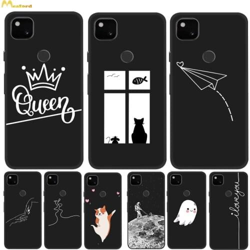Black Silicone Cover For Google Pixel 4A 4G Phone Cases Pixel3A 3A XL Case Soft TPU Prints Queen Husky Ghost Pattern Etui Fundas