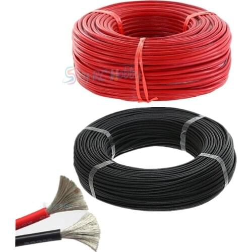 10meter/lot High Quality 5M Red and 5M Black color wire Silicone 10AWG 12AWG 14AWG 16AWG 18AWG 20AWG 22AWG 24AWG Silicone Cable