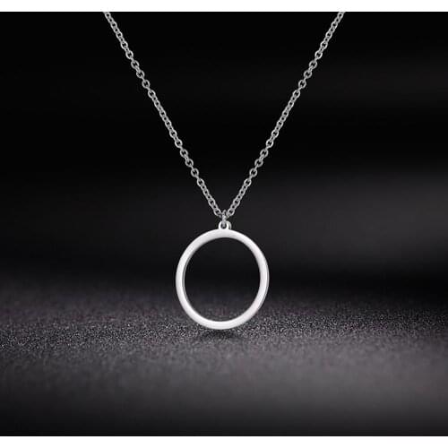 Skyrim Christian Round Circle Eternal Necklace Stainless Steel Hexagon Simple Geometric Casual Choker Necklaces Gift for Women