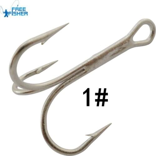 Free Fisher 100pcs/Lot Treble Hooks High Carbon Steel Fishhooks Pesca Jig 1# Triple Fishing Hooks 3551 Sharp Silver Hook