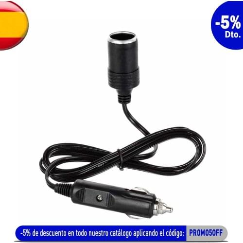 Universal Car Cigarette Lighter Socket Connection Adapter 1m Extension Cable 12V 24V 5A Connector LED Indicator Black