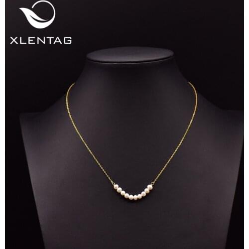 XlentAg 925 Sterling Silver Natural Fresh Water Pearl Pendant Necklace For Women Gift Wedding Party Fine Jewelry Collares GN0093