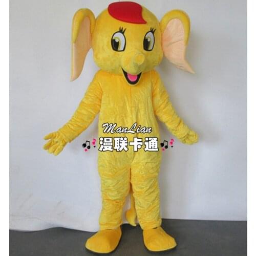 Yellow Elephant Mascot Cute Elephant Custom Fancy Adult Size Cartoon Costume For Halloween Chrismas Party