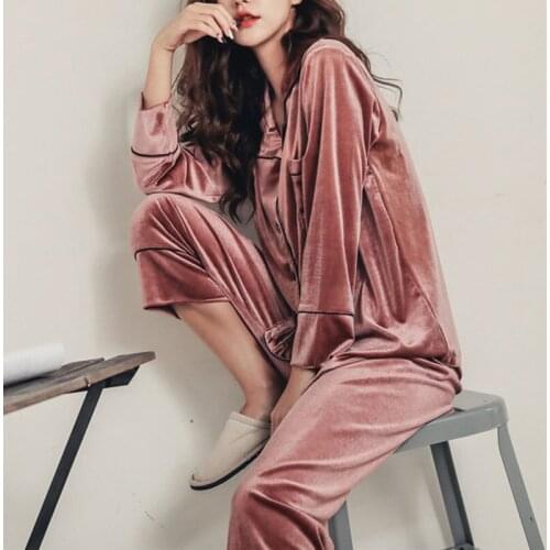 Satin Velvet Winter Women Pajamas Sets Plus size 5XL Sexy Warm Homewear Pijama Pyjamas Suit