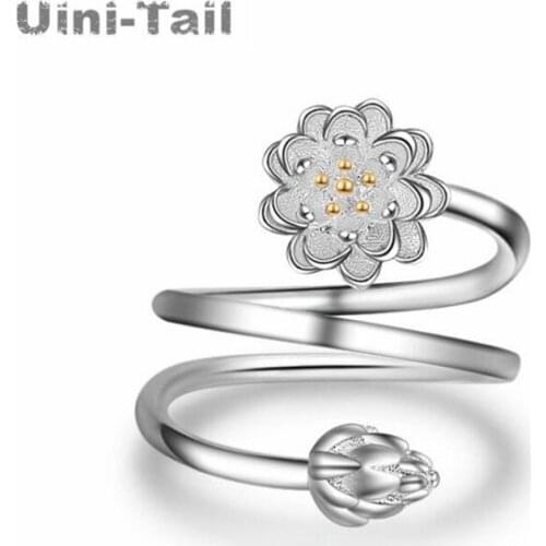 Uini-Tail hot new 925 sterling silver ring female Korean version of the fashion double-layer five-pointed star tail ring sweet