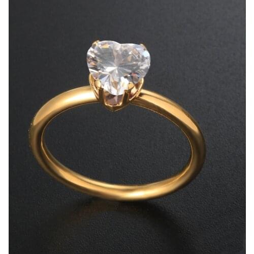 ZMFashion Love Heart Zircon Ring Colorful CZ Heart Shape Gemstone Ring For Women Engagement Wedding Ring Jewelry Gift
