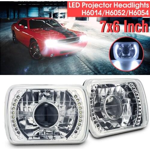 1 car LED headlight front H6014 / H6052 / H6054 chrome 7x6 LED ring projector lamp left and right conversion shell