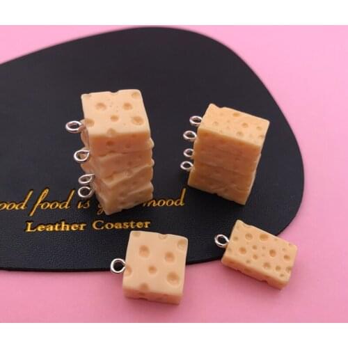 10pcs Resin Hot Selling Cheese Charm Kawaii Cake Jewelry Pendant for Keychain, Earring, Scrapbooking, DIY Making, Necklace