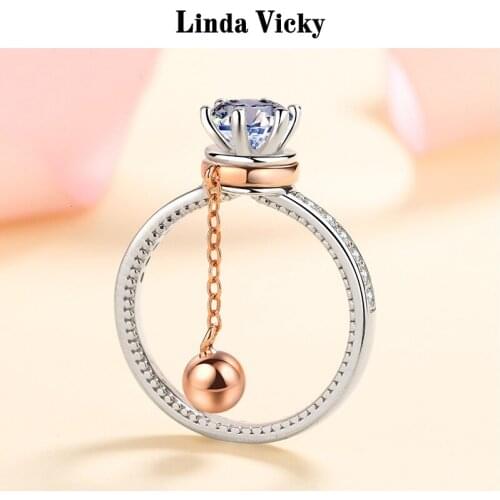 1ct Moissanite Ring Rose Gold 2021 New Fashion Fine Jewelry Sets Pass Test Six Claw Diamond 925 Sterling Silver Wedding Rings