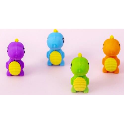4Pcs/lot Kawaii Cartoon Dinosaur Eraser Modified Eraser Cute Cartoon Creative Detachable Pencil Office Childrens Toys Gifts