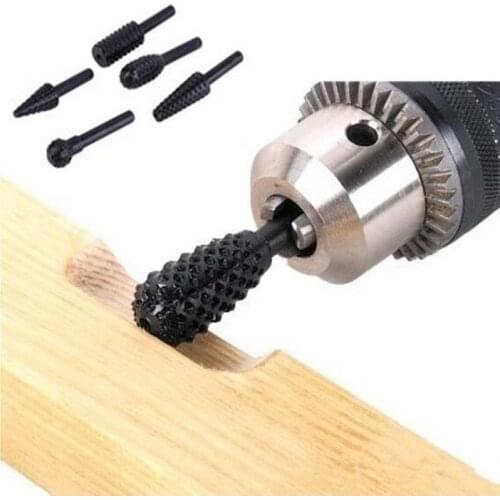 5pcs/set Hss Routing Wood Rotary Files Milling Cutter Woodworking Carving Wood Grinding Drill Tools Electric Grinder