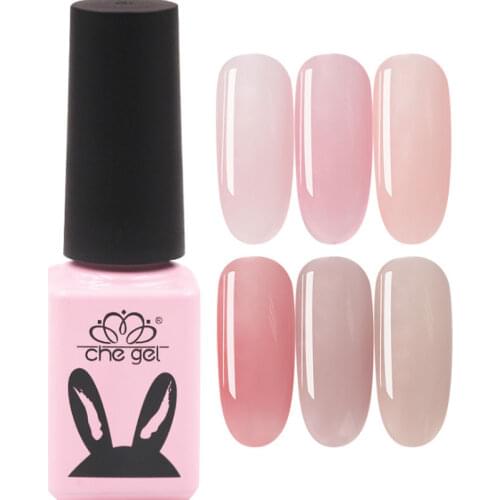 6ml Nude Pink Gel Polish Quick Dry Lacquer Camouflage Milky Base Rubber Gel Varnish Pure Pink Color Soak Off Clear Color Natural