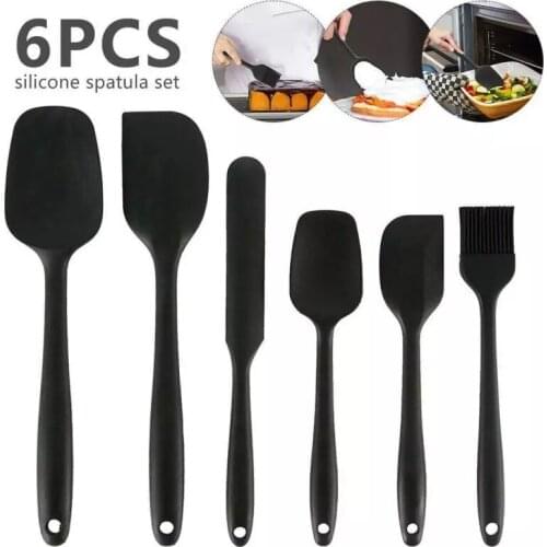 6Pcs Silicone Spatula Set Heat-Resistant Non-Stick Silicone Utensils Set Pastry Baking Kitchen Cooking Spatula Oil Brush Tools