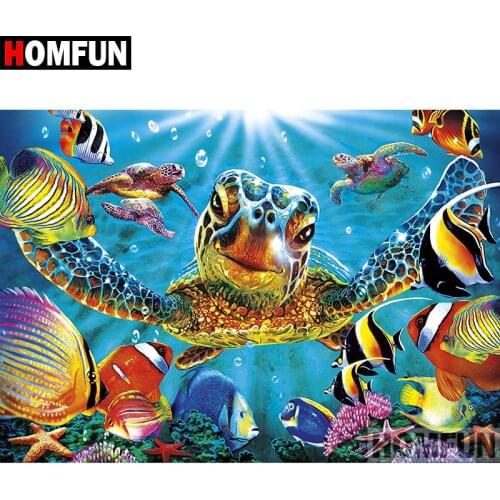 HOMFUN Full Square/Round Drill 5D DIY Diamond Painting "Turtle ocean" 3D Diamond Embroidery Cross Stitch Home Decor A18559