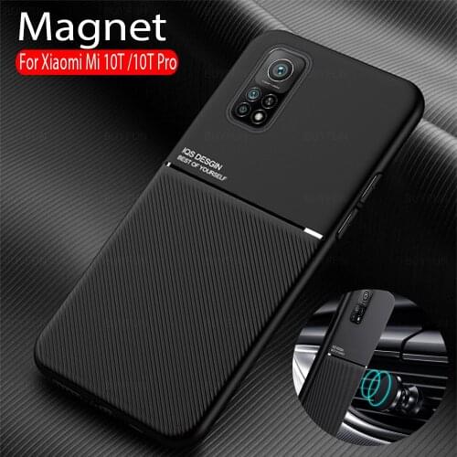 Mi 10t Pro case Matte PU Soft Silicone Frame Case cover For Xiaomi 10t Pro 10 T Case on Mi10t Pro Car Holder Magnet Back Shells