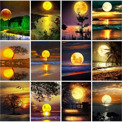EverShine 5D DIY Diamond Painting Full Square Moon Diamond Mosaic Landscape Cross Stitch Picture Rhinestones Art New Arrivals