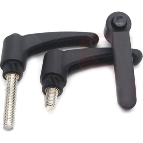 2pcs M6 stainless steel rod resin fixed hand screw plastic handle adjustable lock tight bolt black color 10mm-50mm long