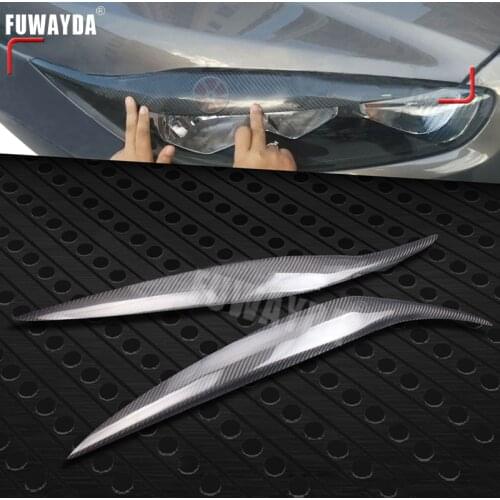 FUWAYDA High Quality Real Carbon Fiber decoration Headlights Eyebrows Eyelids cover for FORD FIESTA 2013-2016