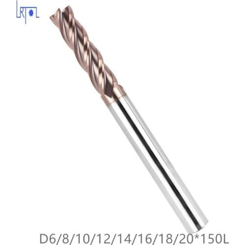 HRC50 D6/8/10/12/14/16/18/20*150L Extra Long Tungsten Carbide Flat Square End Mill CNC Tool Milling Cutter of Machine