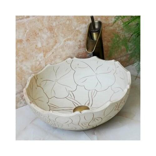 Bathroom Artistic Basin Ceramic Vessel Sink Bowl Faucet & Pop-up Drain AB232