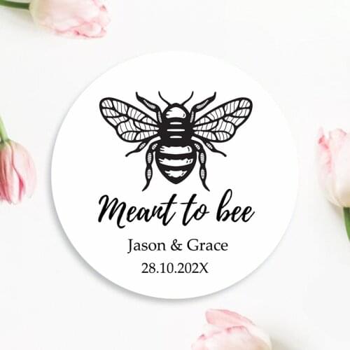 Personalized Meant To Bee Labels Honey Wedding Favors Stickers Custom Text Marriage Labels Glossy/Kraft Paper