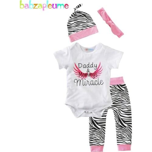 4PCS/Set Romper+Pant+Hat+Headband Newborn Baby Girls Clothes suit Leopard Printed Kids Costume Tracksuits Child Outfit Girl A192