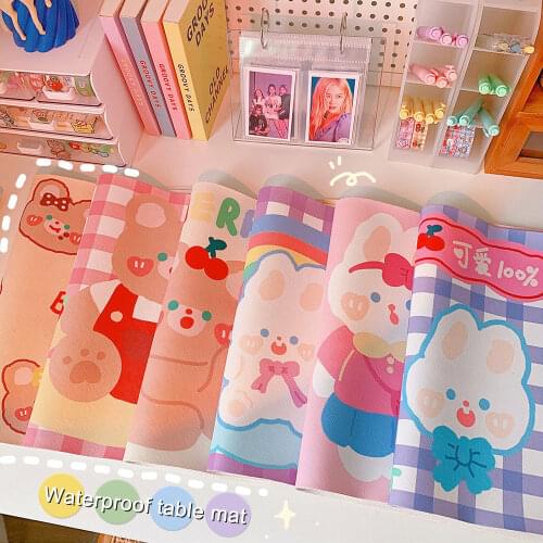 W&G Kawaii Mouse Pad Japanese Cute Girl Placemat Desktop Table Mat Student Desk Mat Cute Bear Bunny Mouse Pad Large Game Mat