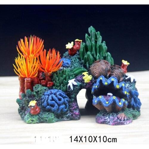Fish tank landscaping coral and rock conch shell background for aquarium decoration water plants Shelter house accessories