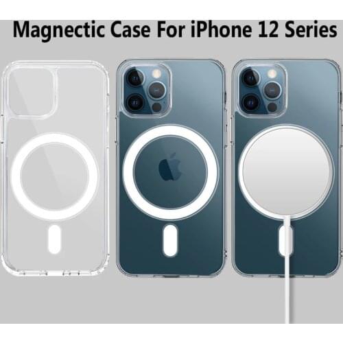 Magnectic Shockproof Case For iPhone 12 Mini 11 Pro Max SE2 XS XR X 8 Magsafing Macsafe Case Luxury Clear Back Cover Protection