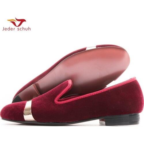 Velvet Men Loafers With Copper Buckle Smoking Slipper Men Flats Fashion Casual Size Us 6-14 Free Shipping