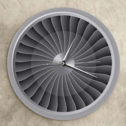 Airplane Wall Art Timepiece Jet Engine Turbine Fan Motor Printed Acrylic Wall Clock Aviation Decor Jet Artwork Pilot Wall Watch