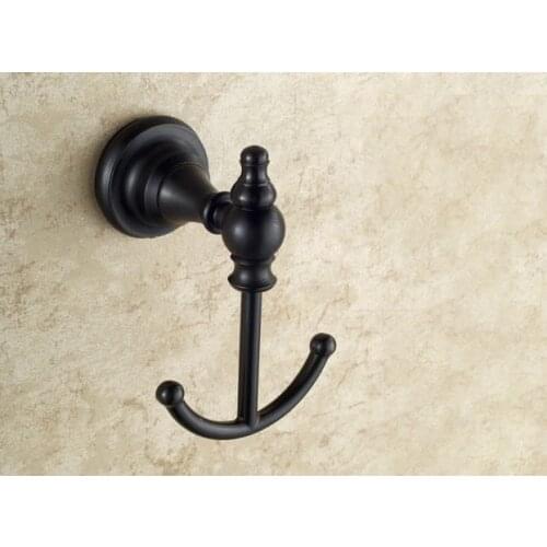 Wall Mounted Black Oil Rubbed Brass Bathroom Towel Coat Hooks Dual Robe Hook Hanger Bathroom Accessory mba826