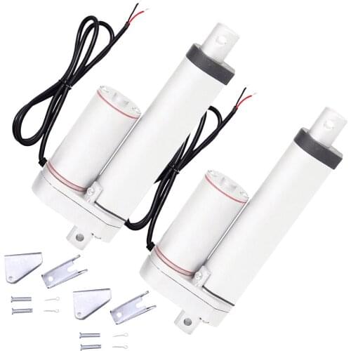 A Pair of 2pcs DC 12Volt Heavy Duty 100mm/4" Stroke Linear Actuator & Brackets 330 Pound 1500N Max Lift Motor