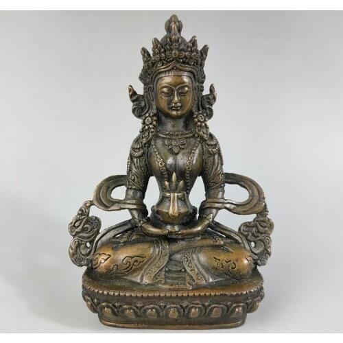 Elaborate Chinese Tibetan Buddhism Collection Home Decoration Copper Sacred Auspicious Bodhisattva Buddha Statue No.4
