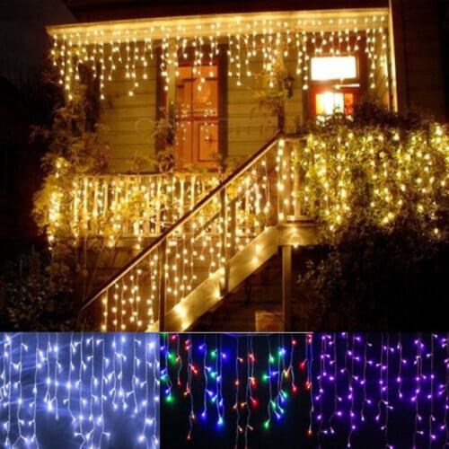 Garland Christmas Lights LED Curtain Icicle String Fairy Light 3.5M 96Leds Droop 0.3-0.5M Outdoor holiday party luces led decor