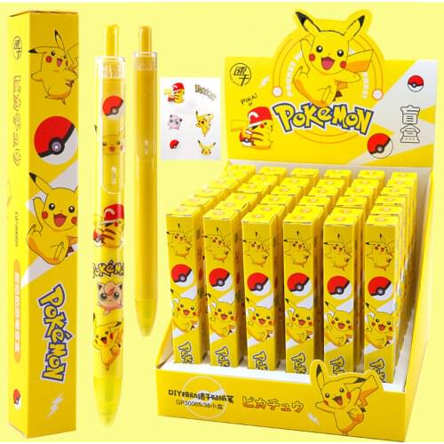 Pokemon Pikachu pen press gel pen sticker creative DIY student signature pen childrens birthday gift school supplies stationery