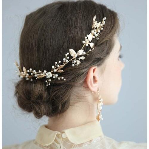 Bride Handmade Hair Comb Earring Set Party Event Hot Selling Pearl Insert Comb Wedding Accessories in Europe and America