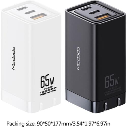 US/EU/UK Plug 65W GaN Wall Charger 3 Port Fast Charging Charger QC 3.0 Adapter