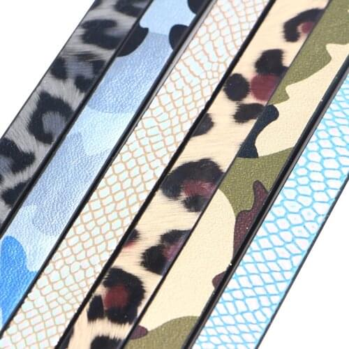 10mm Flat PU Leather Cord & Rope Leopard Pattern Diy Handmade Jewelry Findings Accessories Jewelry Making Materials For Bracelet