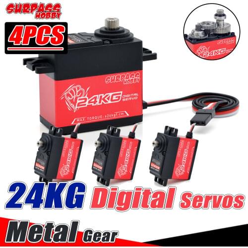 SURPASS HOBBY 4PCS 24kg Digital Servos Metal Gear Waterproof Large Torque High Speed for RC Car Crawler Boat Plane Traxxas