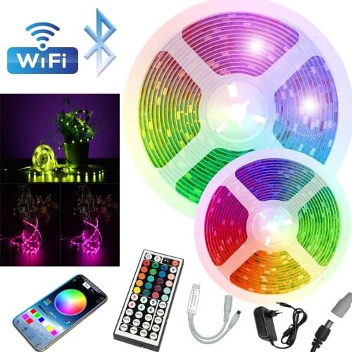 LED Light Strip Lights Bluetooth Control WIFI RGB 2835 Waterproof Lighting Remote Ribbon 5M 10M 20M String Tape Diode Backgroun