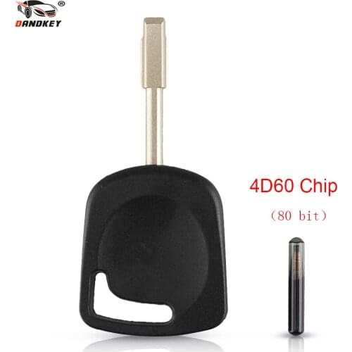 DANDKEY Transponder Uncut Blank Blade Key Shell For Ford Focus Mondeo KA Jaguar XJ8 Transit Connect Uncut With 4D60 Chip 80 bit