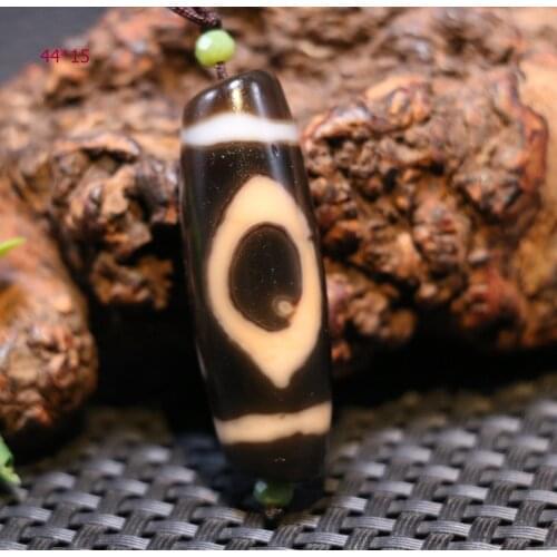 Treasure Magic LKbrother Magic Energy Tibetan Old Oily Agate Patina Heaven&Earth dZi Bead Amulet Pendant