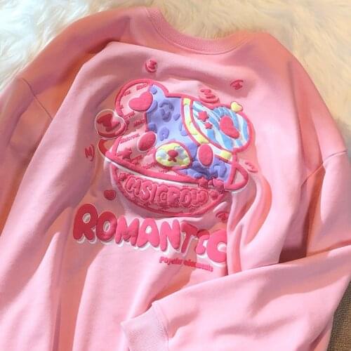 Womens Streetwear 2021 New Spring And Autumn Loose Printed Round Neck Letter Long Sleeve Streetwear Casual Wn