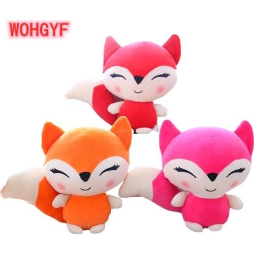 1pc 18cm/23cm Kawaii Fox Toys Fortune Cat Stuffed Lucky Cat Plush Animals Doll Foxes Toys Car Decoration Gifts