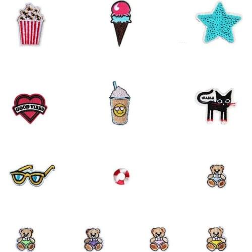 Fashion style Different types Cartoon Stripes patches Embroidery Hot melt adhesive Applique DIY Clothing Accessories C709-C726