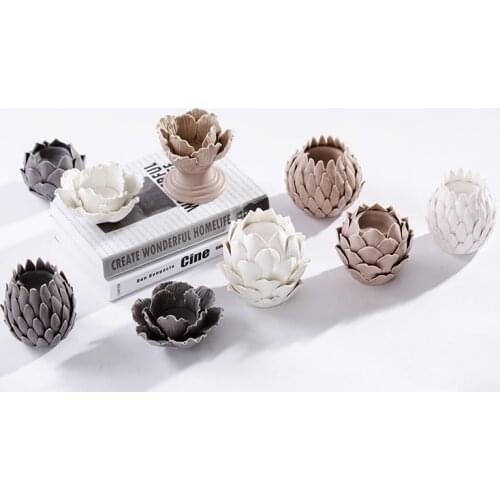 1pc Hot Romantic Wedding Dinner Decor Ceramics Lotus Candle Holder Art Candlestick